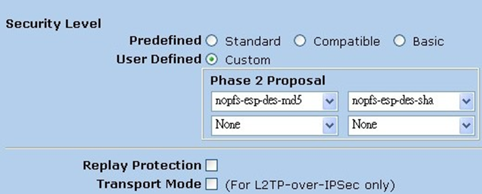 Juniper IPSec第二阶段提议设定